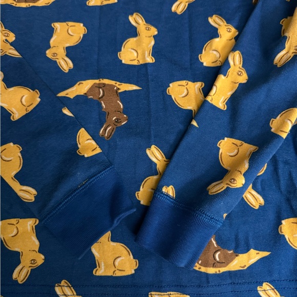 Hanna Andersson Blue Pajamas with Brown and Yellow Bunny Print 130(8) - Picture 4 of 8